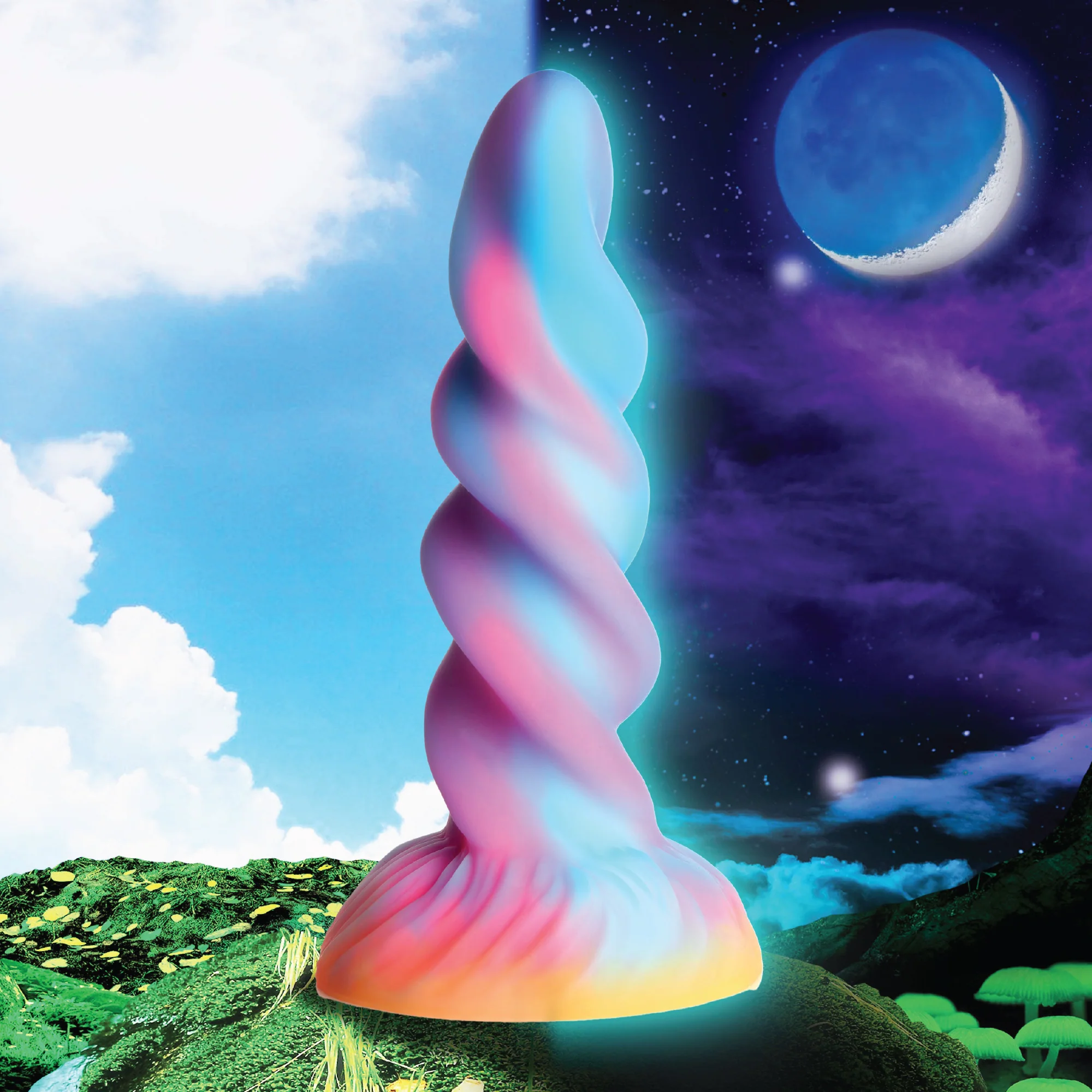 Creature Cocks Moon Rider Glow in the Dark Unicorn Silicone Dildo - Multicolor - Image 2