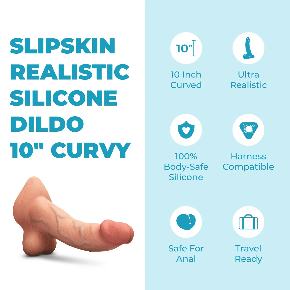 Slipskin Realistic Silicone Dildo - Curvy - Image 134