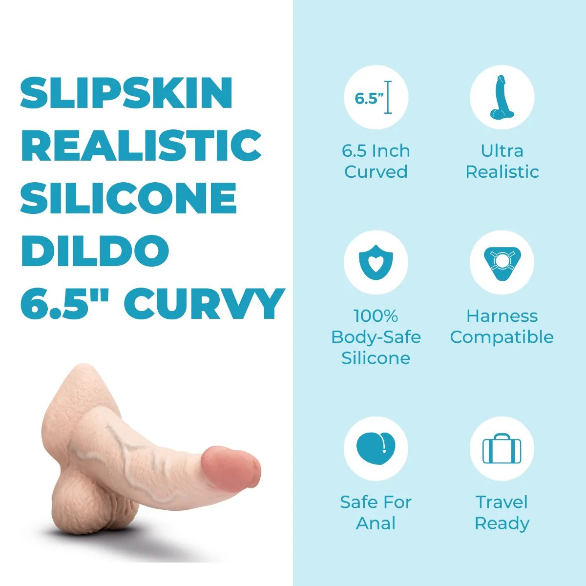 Slipskin Realistic Silicone Dildo - Curvy - Image 34