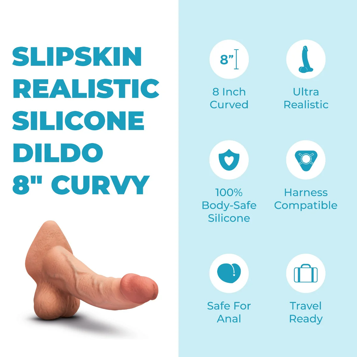 Slipskin Realistic Silicone Dildo - Curvy - Image 54