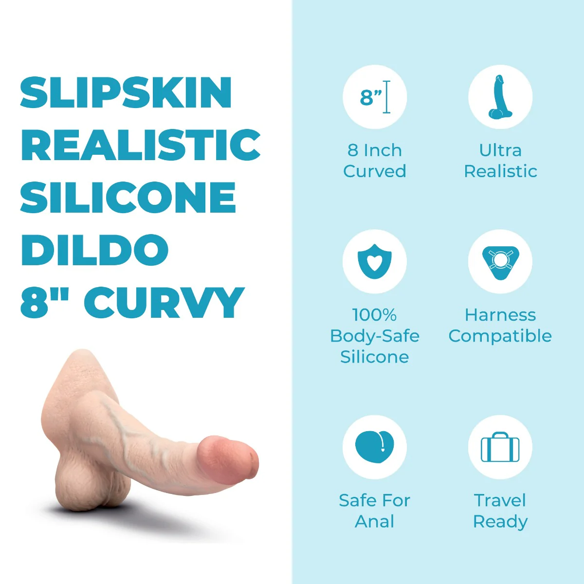 Slipskin Realistic Silicone Dildo - Curvy - Image 72