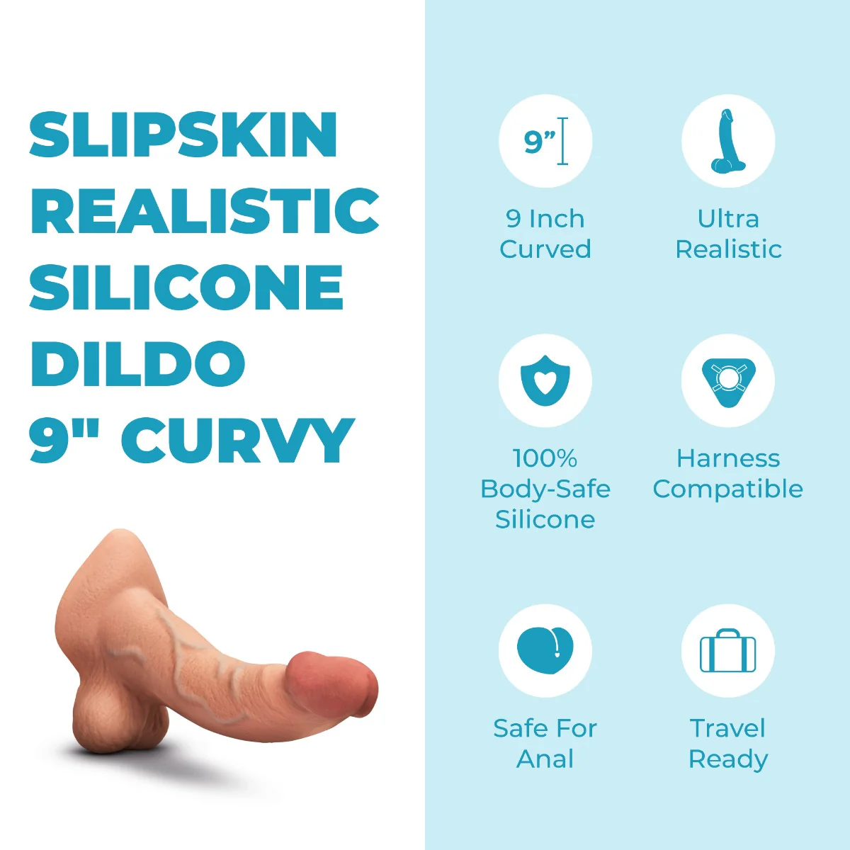 Slipskin Realistic Silicone Dildo - Curvy - Image 92